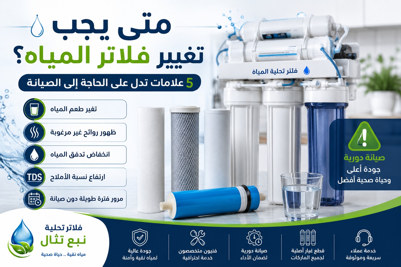 متى يجب تغيير فلاتر المياه؟ 5 علامات تدل على الحاجة إلى الصيانة