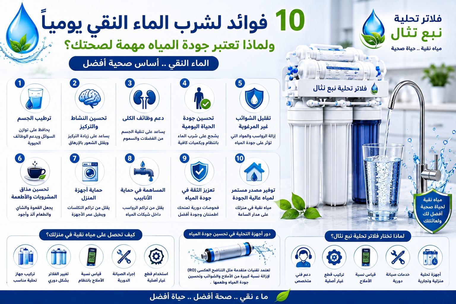 10 فوائد لشرب الماء النقي يومياً وأهمية جودة مياه الشرب